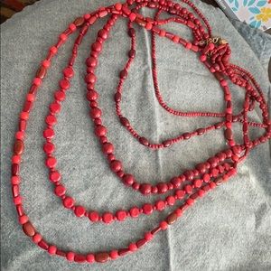 Unbranded red bead multi strand graduated necklace
